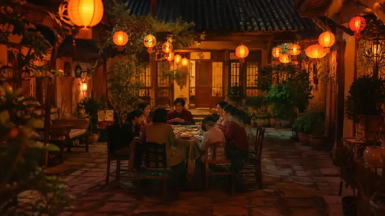 第六份饭的主人 首屏画面：夜色下的木质餐桌，盖着盖子的饭菜与暖橙色小台灯